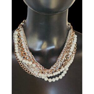 White House Black Market - Gold/Chain/White Quartz Convertible Strand Necklace